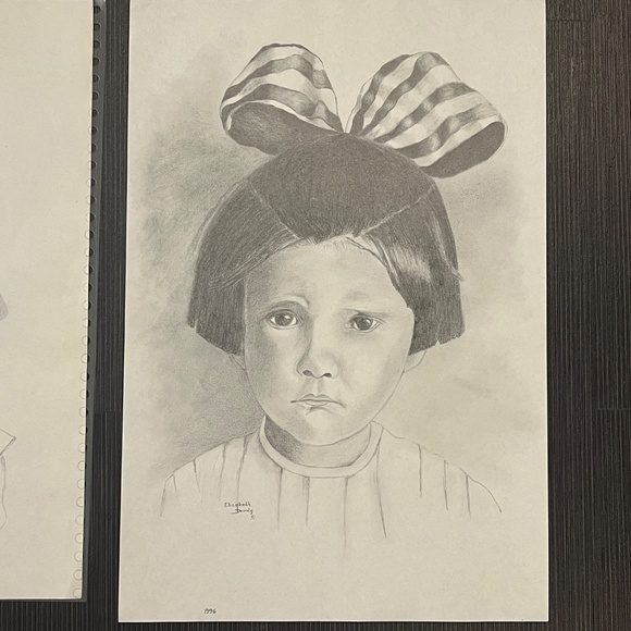 Graphite Pencil Art Drawings 2 Little Girls Photograph Portrait Elizabeth Dowdy - Picture 5 of 10
